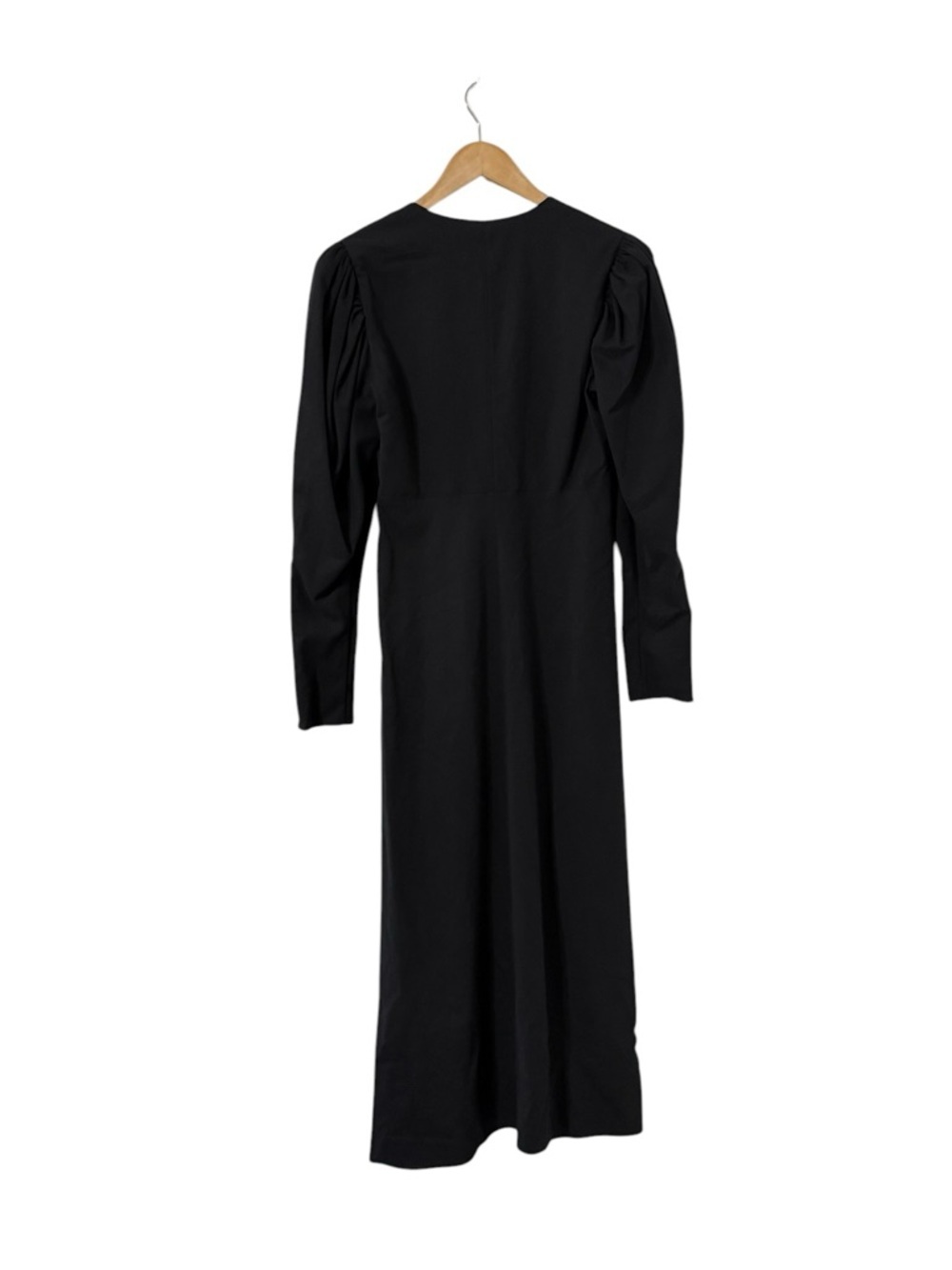 NWT ISABEL MARANT Silabi A-Line V-Neck Long Sleeve Flared Crepe Midi Black Dress - Picture 5 of 12